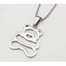 Argent brillant en acier inoxydable 316L Collier en forme de Cubs Colliers pendentifs mignons Little Bear pour filles